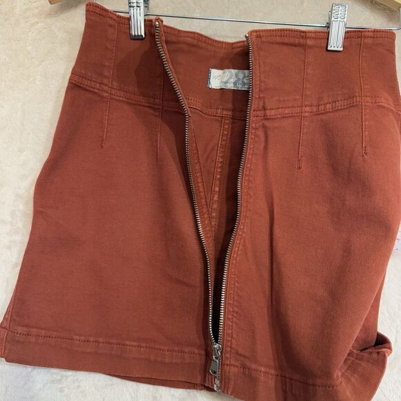 NWT Free People Zip Mini Skirt  Size 28 Reddish‎ Brown MSRP $68 Boho - Picture 10 of 16